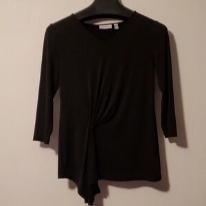 Susan Graver Liquid  Knit V neck top black